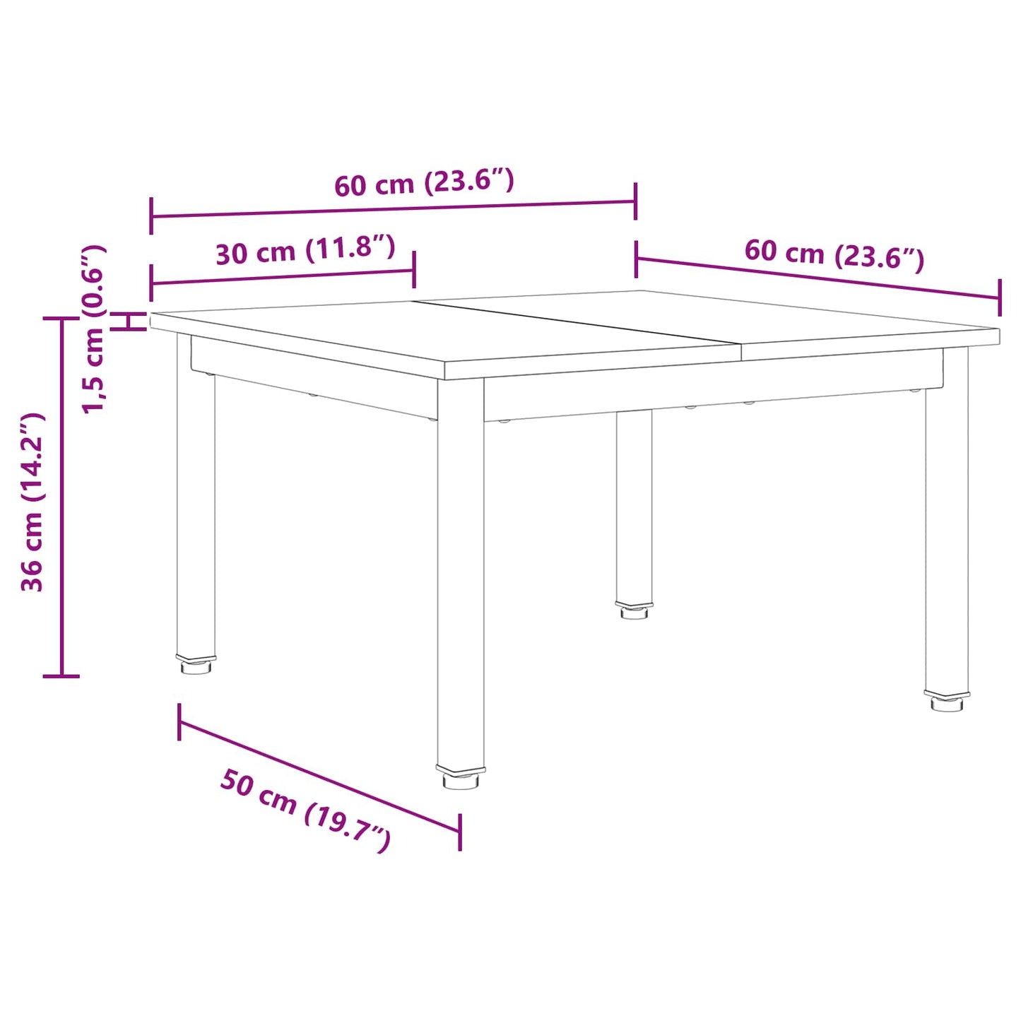 Coffee Table Smoke Oak 60 x 60 x 36 cm Engineered Wood