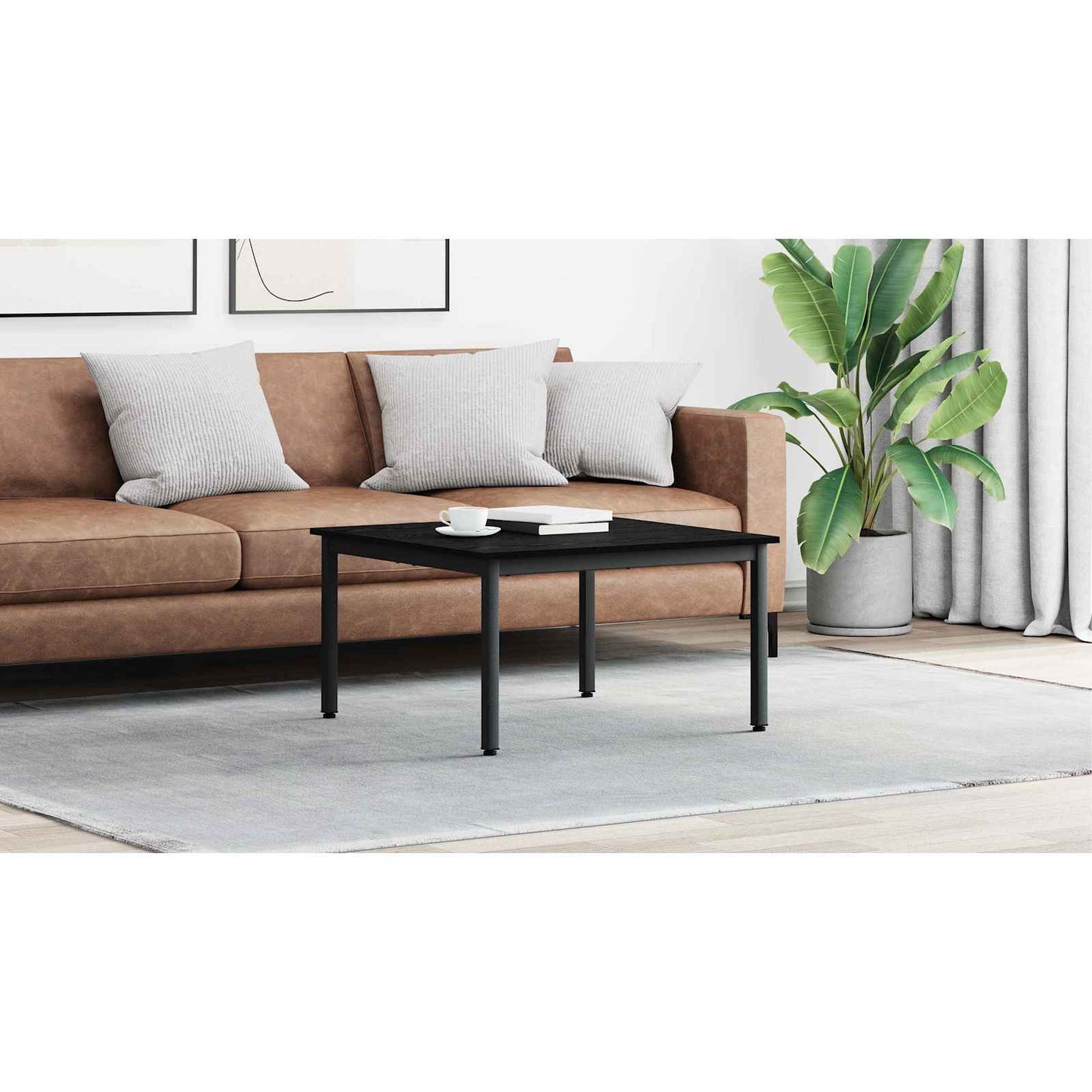 Coffee Table Black Oak 80 x 80 x 45 cm Engineered Wood