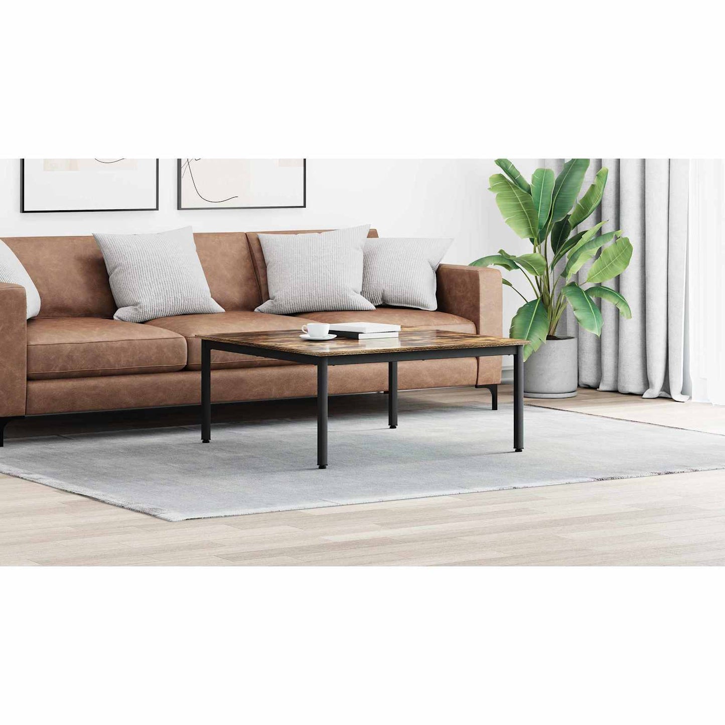 Coffee Table Smoke Oak 100 x 100 x 45 cm Engineered Wood