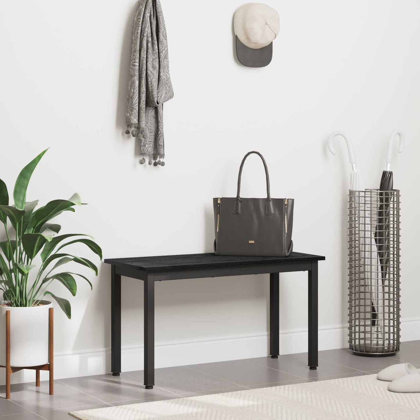 Bench Black Oak 80 x 35 x 45 cm Engineered Wood