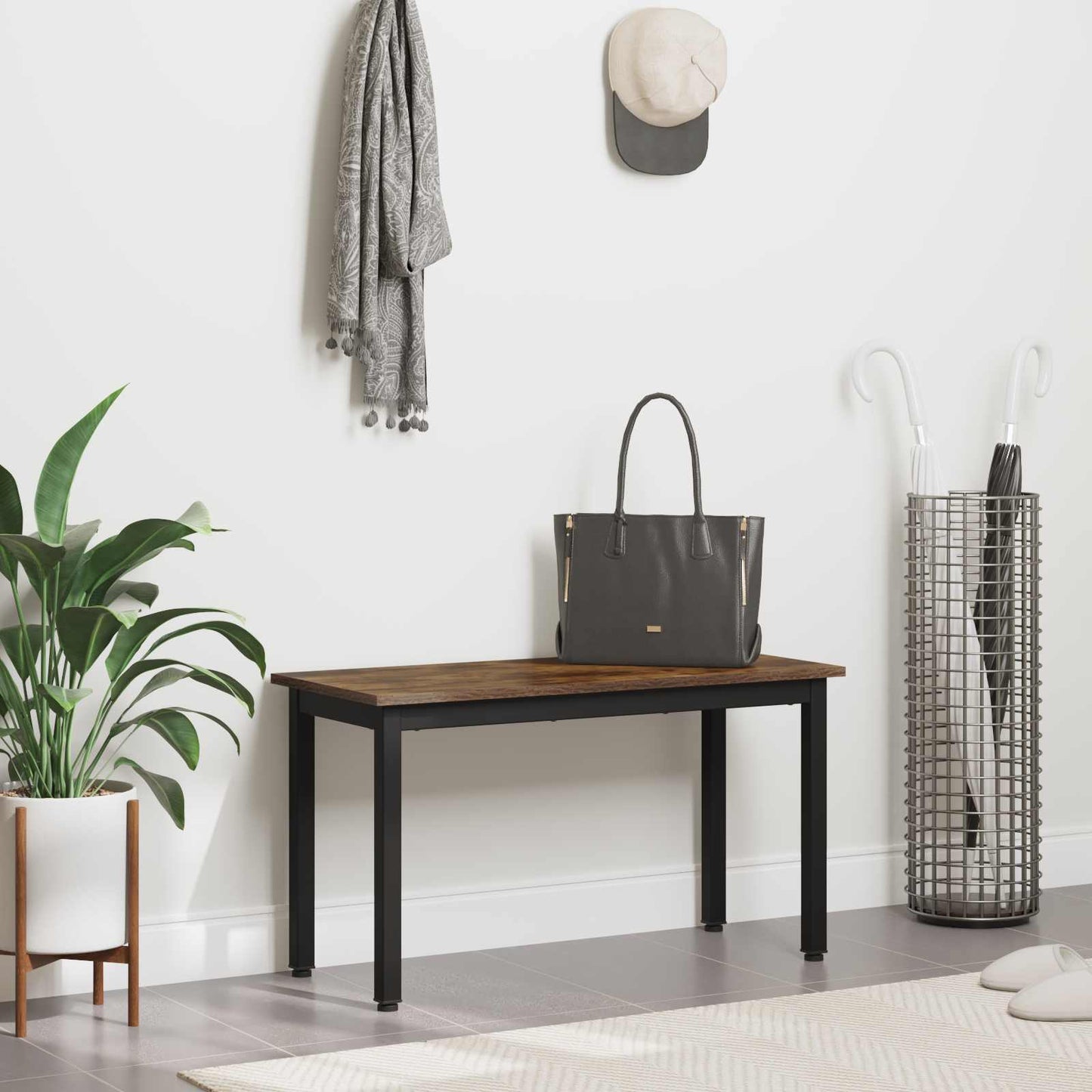 Bench Smoke Oak 80 x 35 x 45 cm Engineered Wood