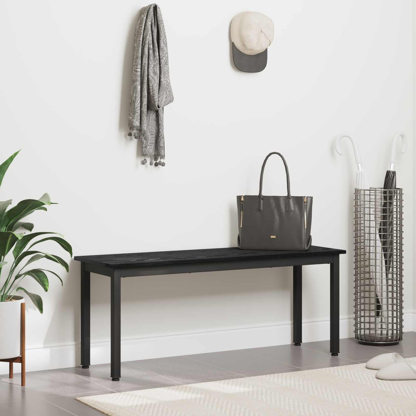 Bench Black Oak 110 x 35 x 45 cm Engineered Wood