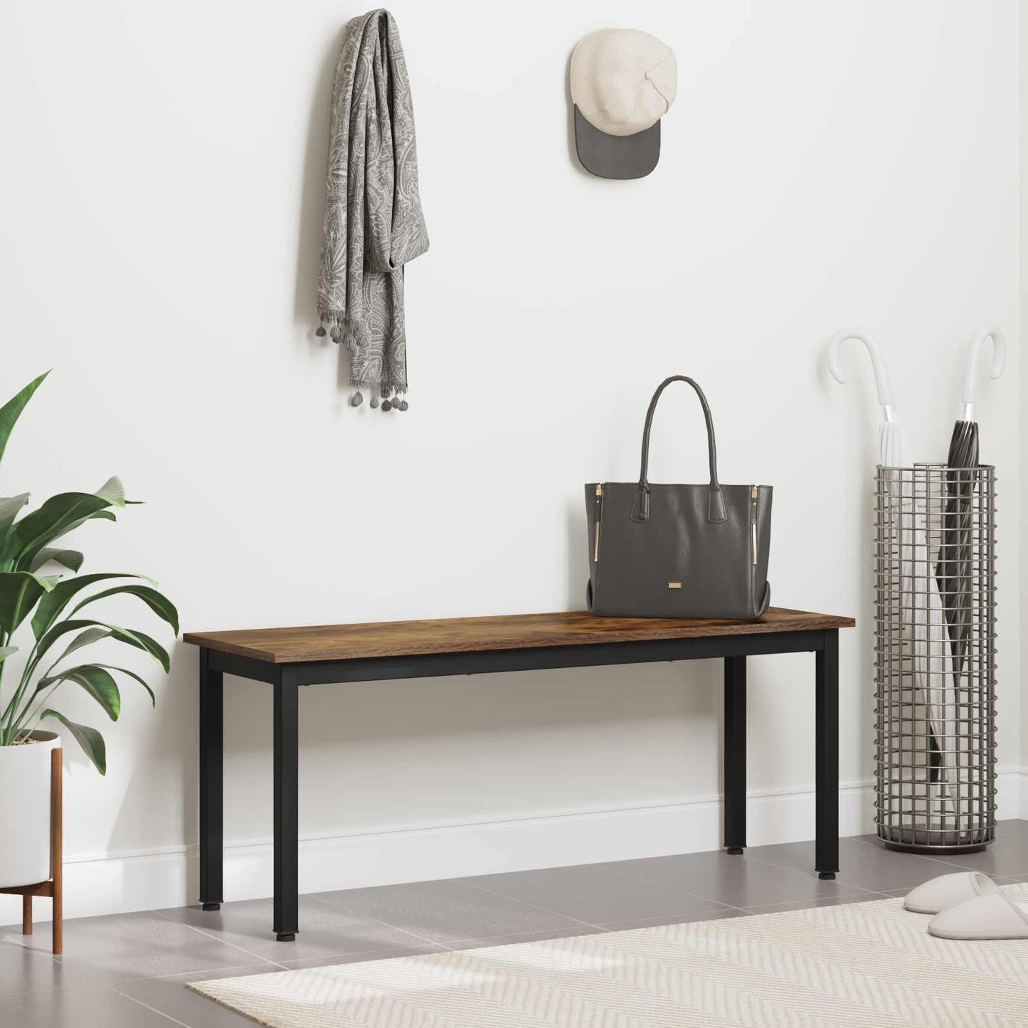 Bench Smoke Oak 110 x 35 x 45 cm Engineered Wood