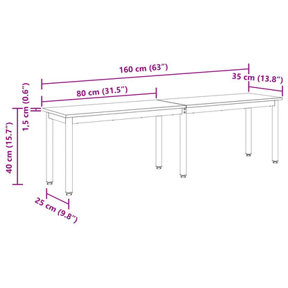 Bench Black Oak 160 x 35 x 45 cm Engineered Wood
