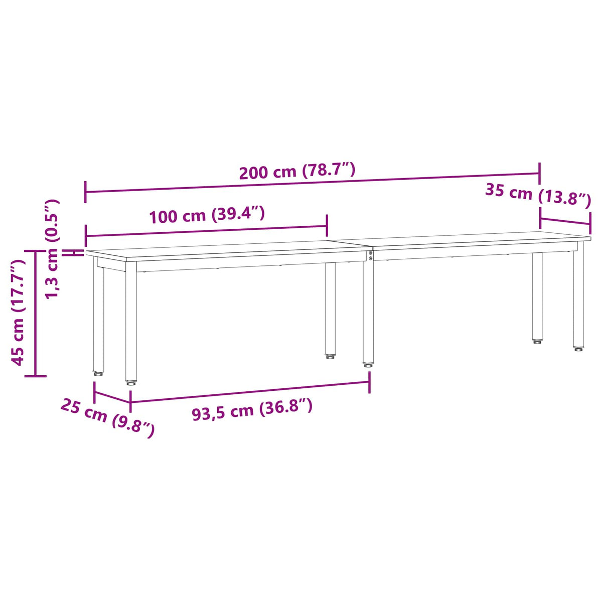 Bench Sonoma Oak 200 x 35 x 45 cm Engineered Wood