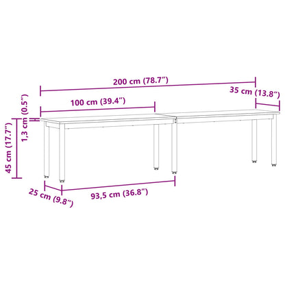Bench Grey Sonoma 200 x 35 x 45 cm Engineered Wood