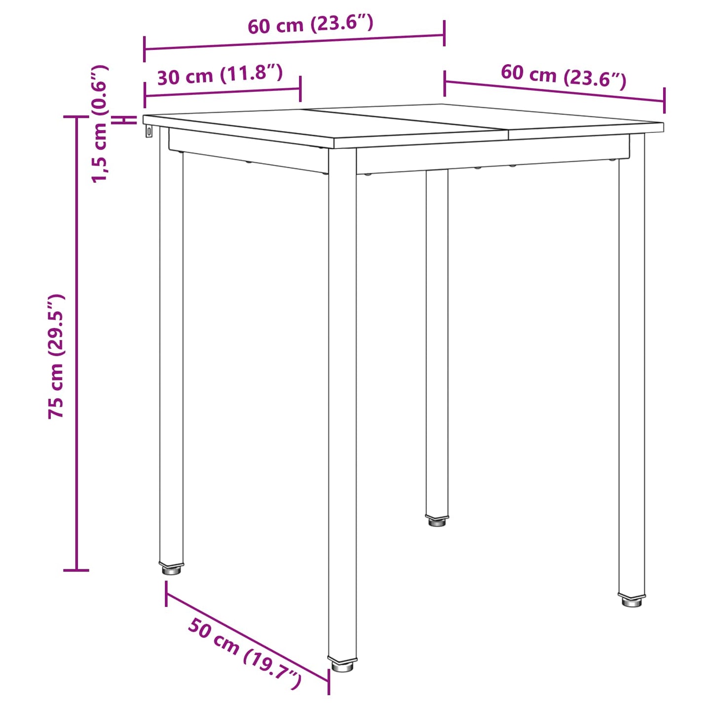 Dining Tables 60 x 60 x 75 cm Engineered Wood Grey Sonoma