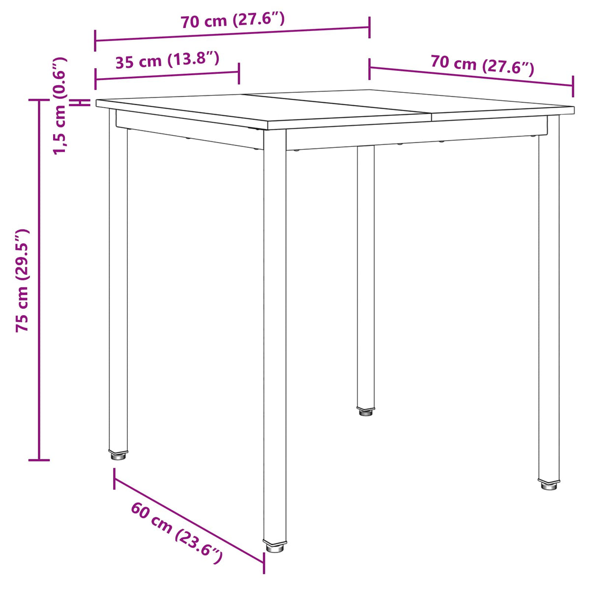 Dining Tables 70 x 70 x 75 cm Engineered Wood Sonoma Oak Square