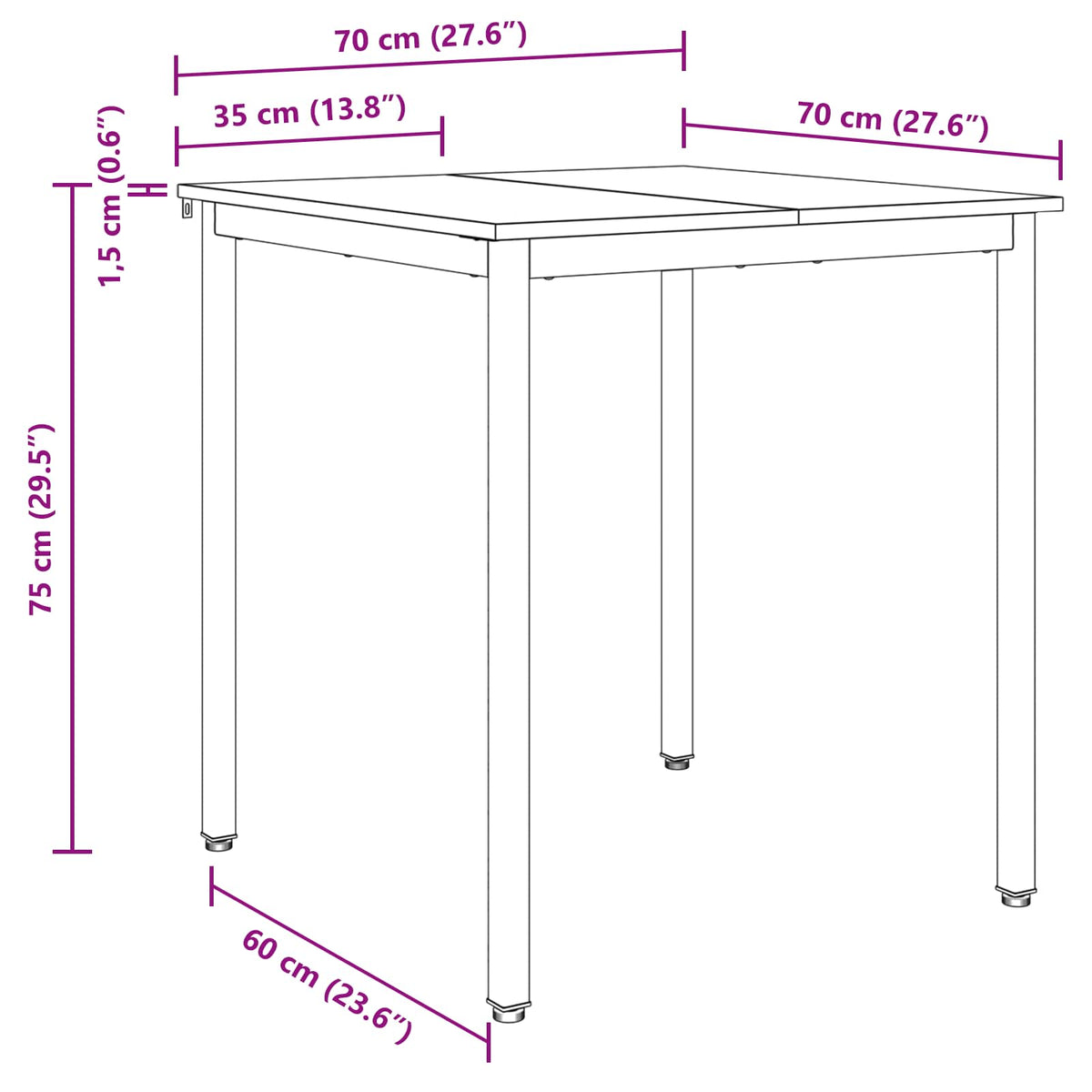 Dining Tables 70 x 70 x 75 cm Engineered Wood Old Wood Square