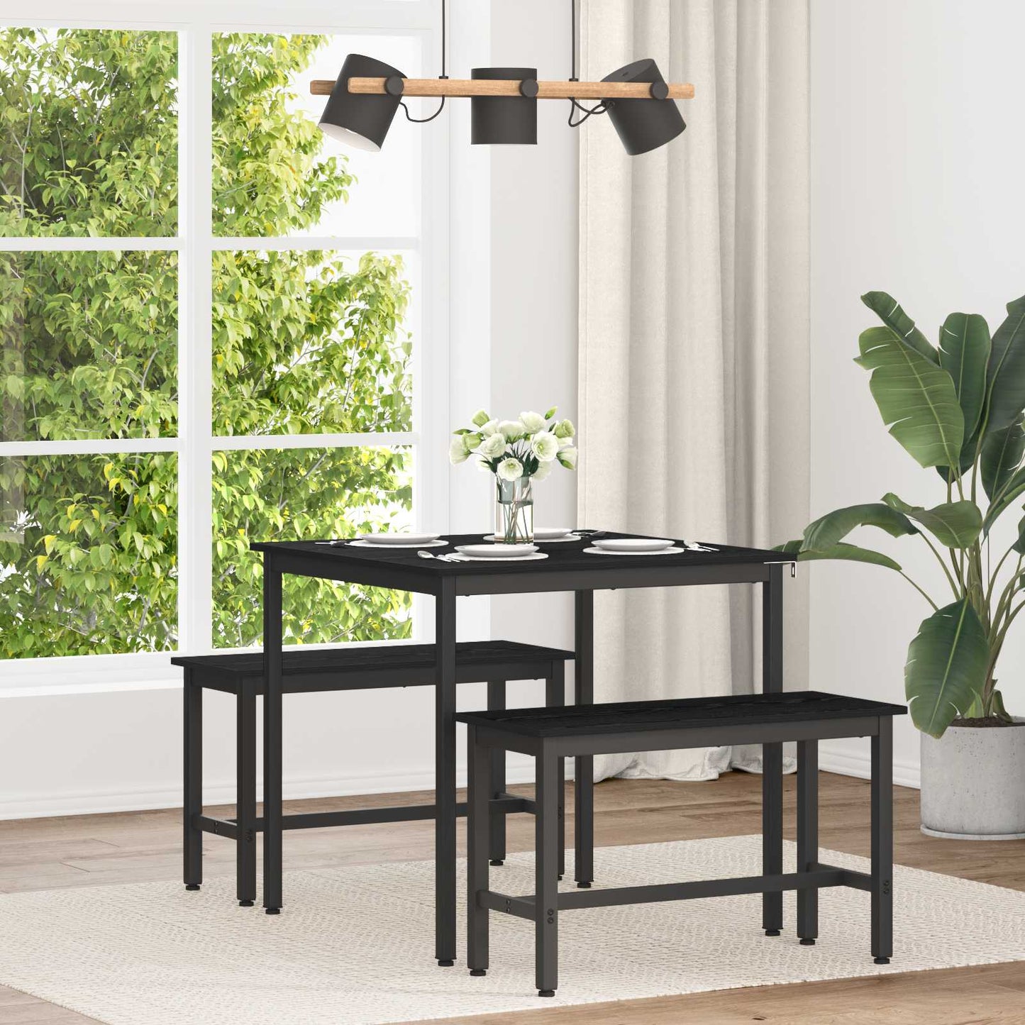 Dining Tables 80 x 80 x 75 cm Engineered Wood Black Oak Square