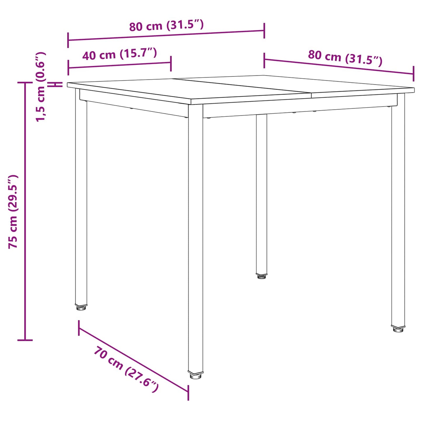 Dining Tables 80 x 80 x 75 cm Engineered Wood Oak Wood Square