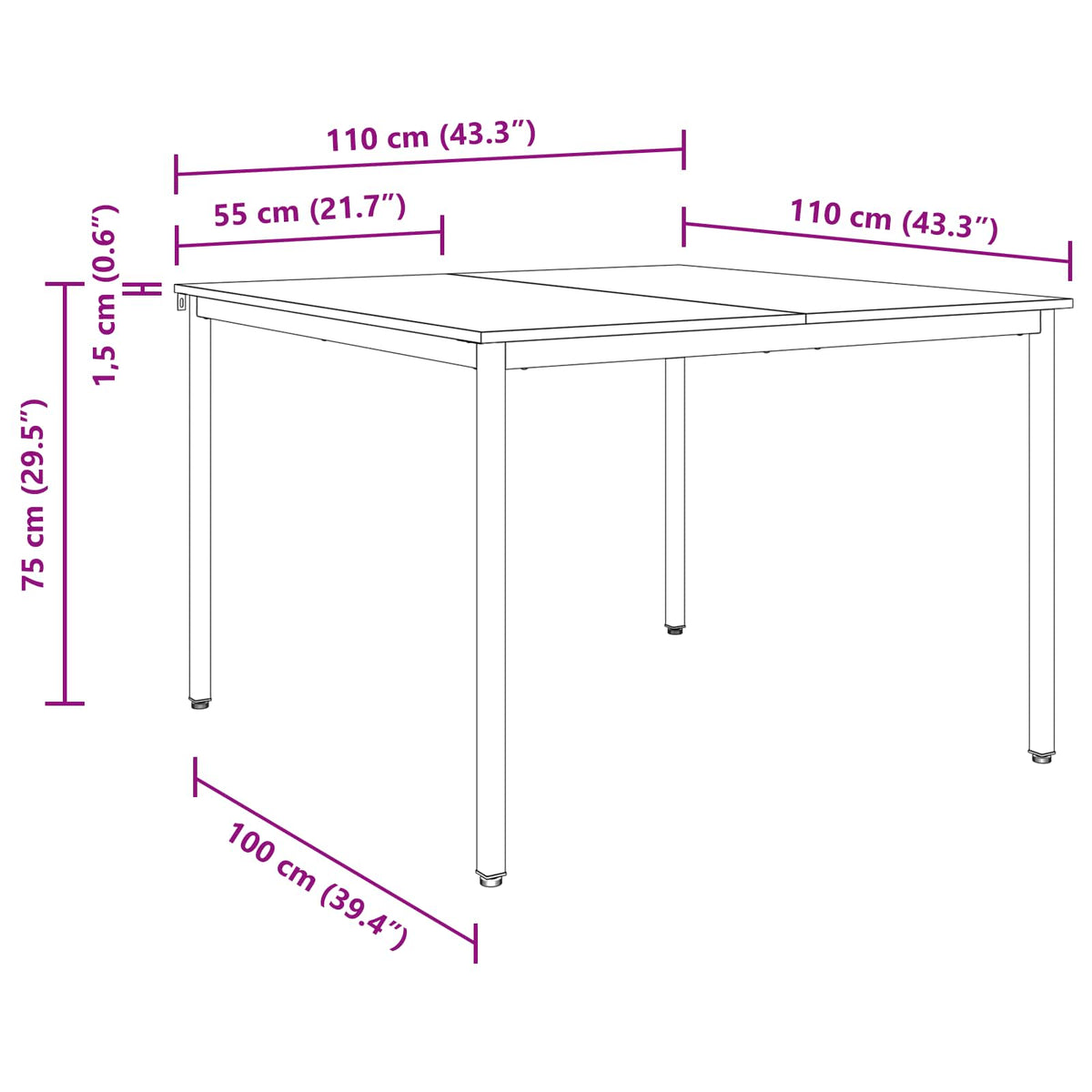 Dining Tables 110 x 110 x 75 cm Engineered Wood Old Wood