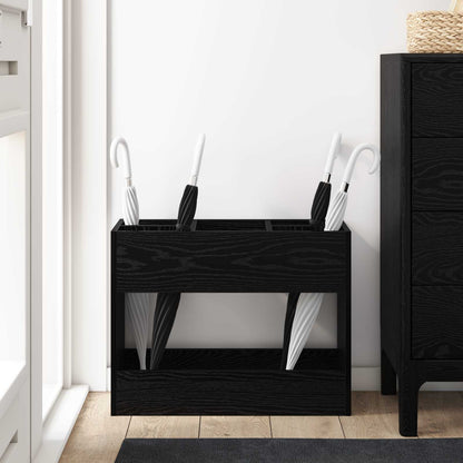 Umbrella Stand Black Oak 65 x 24 x 50 cm Engineered Wood