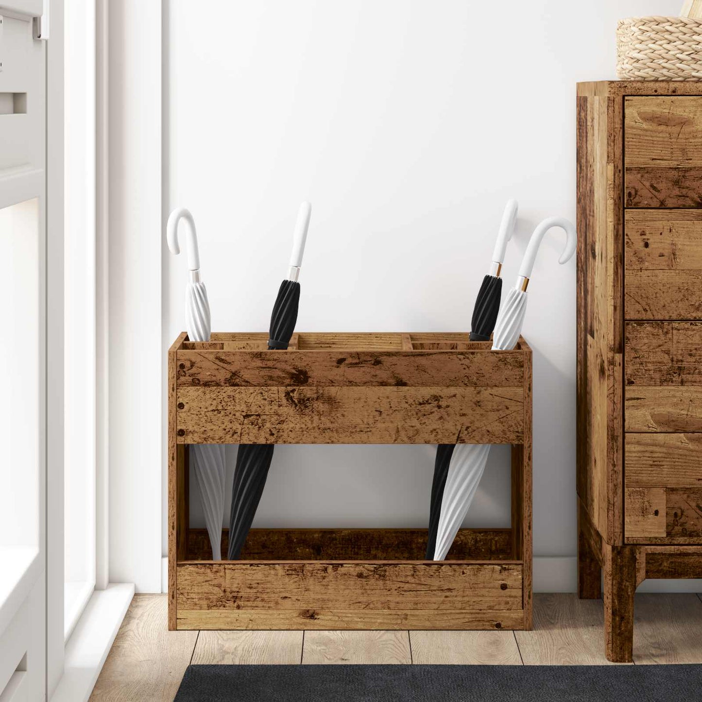 Umbrella Stand Old Wood 65 x 24 x 50 cm Engineered Wood