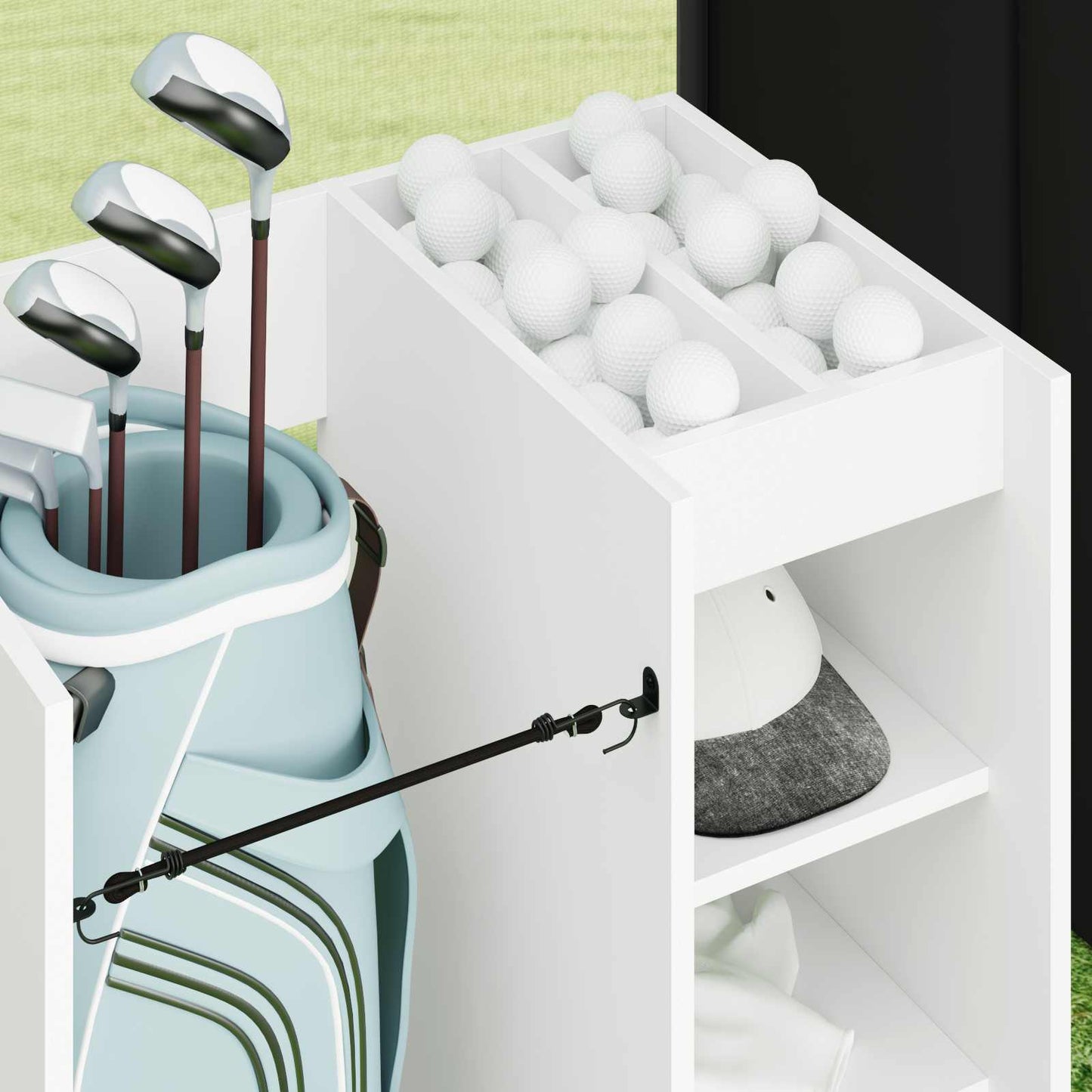 Golf Cabinet with Wheel Plain White 65 x 45 x 98 cm