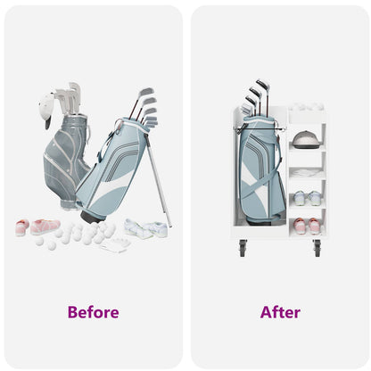 Golf Cabinet with Wheel Plain White 65 x 45 x 98 cm