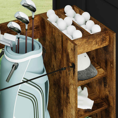 Golf Cabinet with Wheel Plain Smoked Oak 120 x 45 x 98 cm