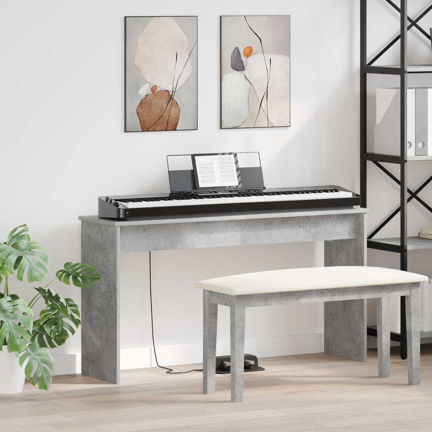 Keyboard Stand Concrete Grey 120 x 32 x 64 cm Engineered Wood