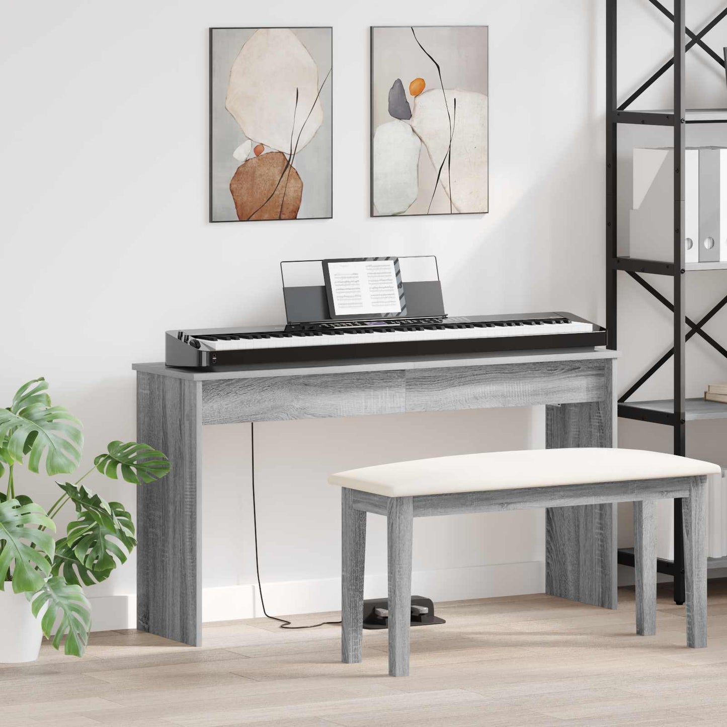 Keyboard Stand Grey Sonoma 120 x 32 x 64 cm Engineered Wood