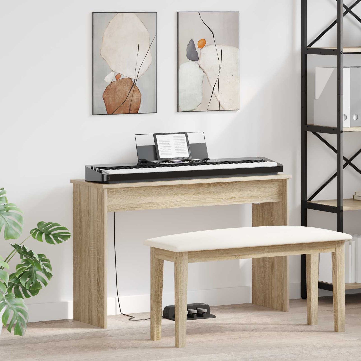 Keyboard Stand Sonoma Oak 100 x 32 x 64 cm Engineered Wood