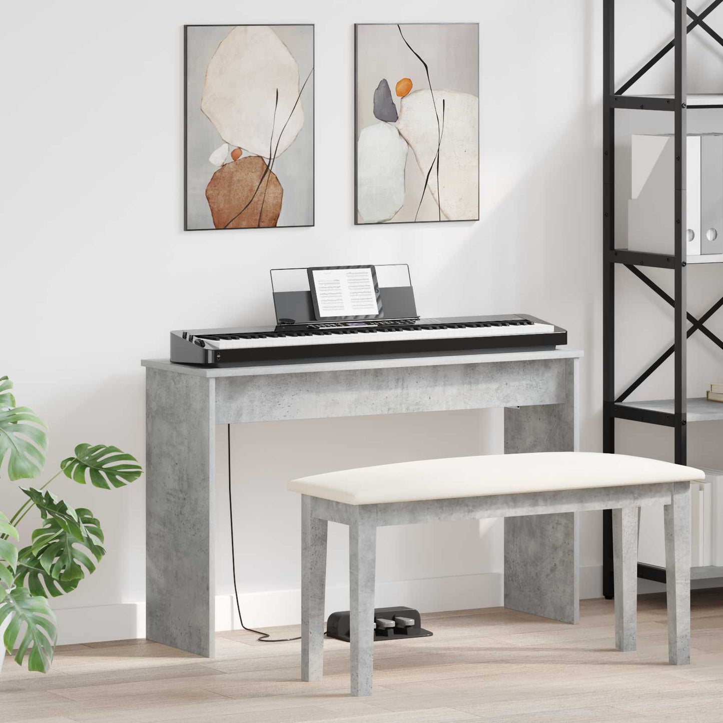 Keyboard Stand Concrete Grey 100 x 32 x 64 cm Engineered Wood