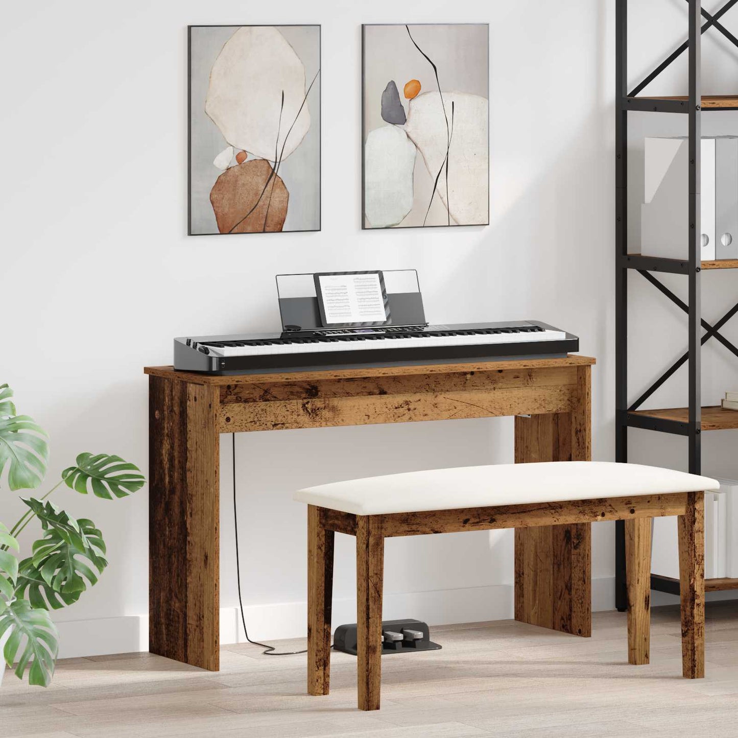 Keyboard Stand Old Wood 100 x 32 x 64 cm Engineered Wood