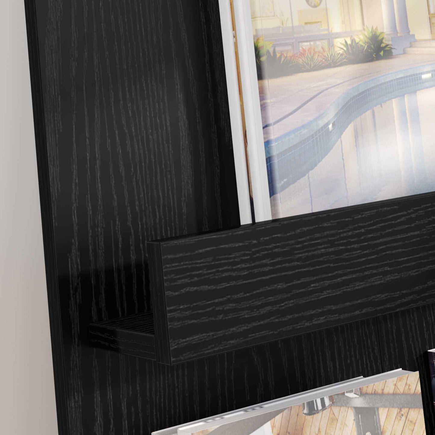 Magazine Rack Black Oak 51 x 11 x 102 cm Engineered Wood