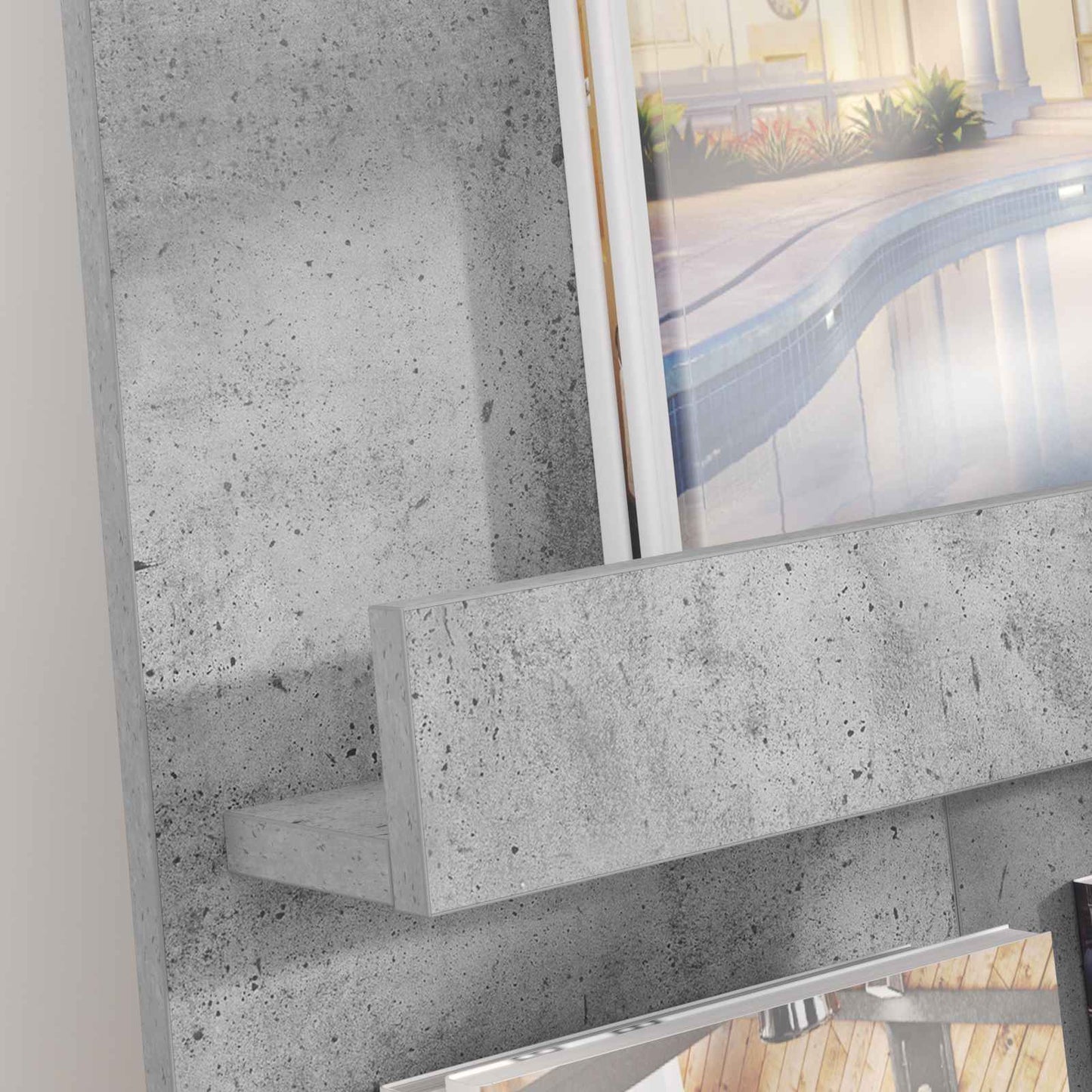 Magazine Rack Concrete Grey 51 x 11 x 102 cm Engineered Wood