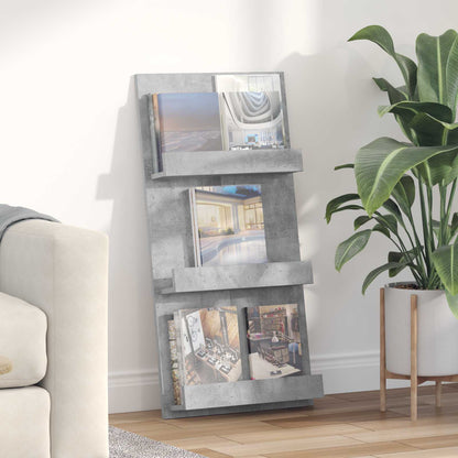 Magazine Rack Concrete Grey 51 x 11 x 102 cm Engineered Wood