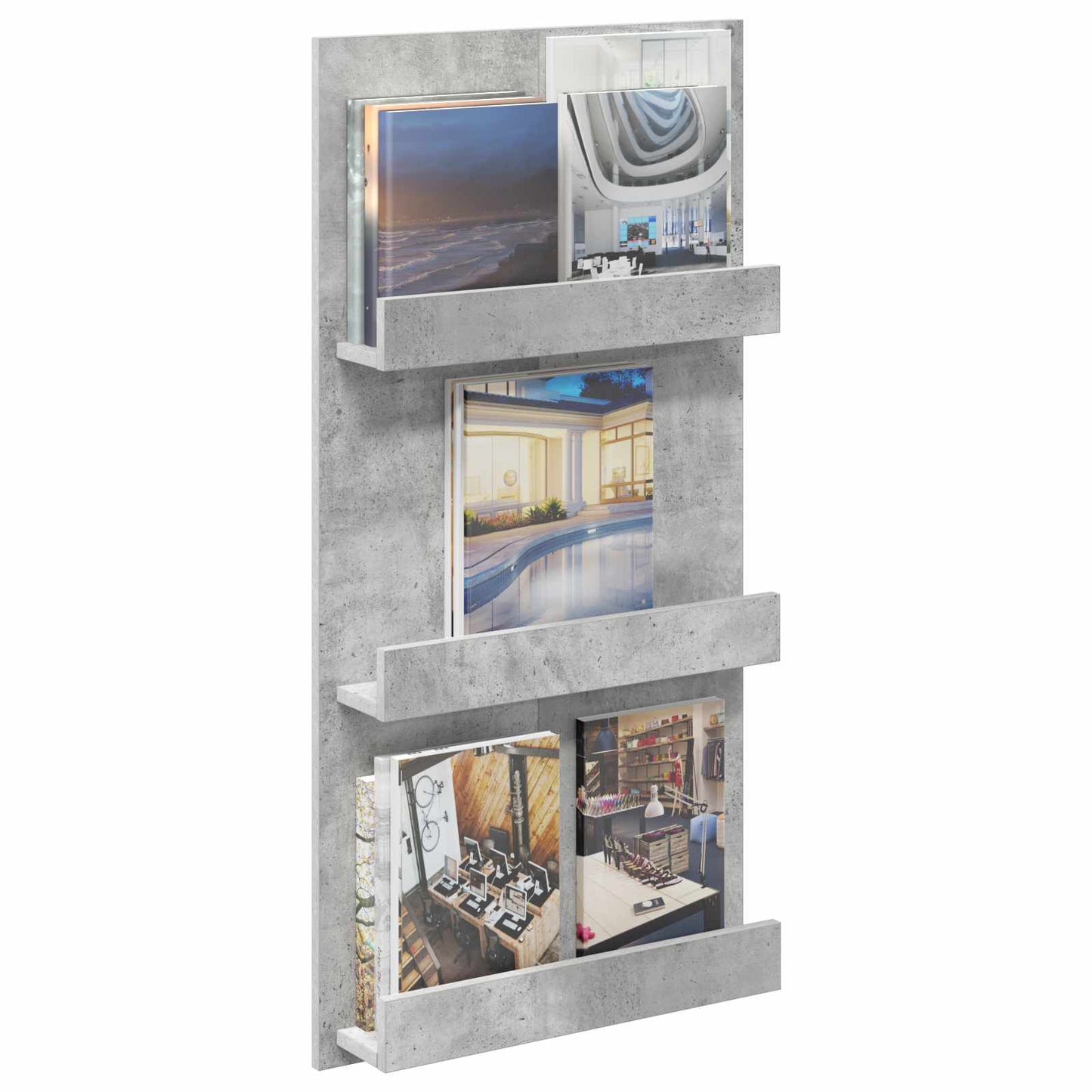 Magazine Rack Concrete Grey 51 x 11 x 102 cm Engineered Wood