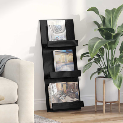 Magazine Rack Black Oak 43 x 11 x 102 cm Engineered Wood