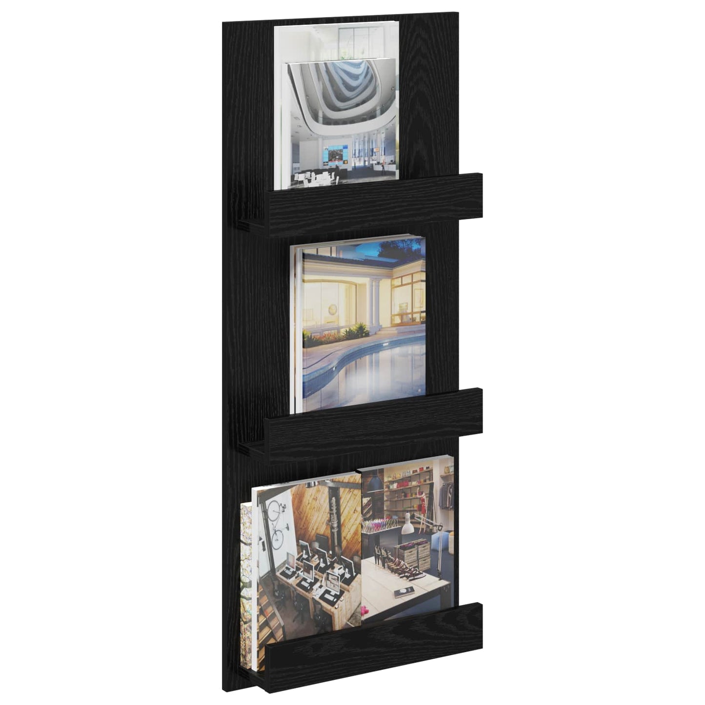 Magazine Rack Black Oak 43 x 11 x 102 cm Engineered Wood