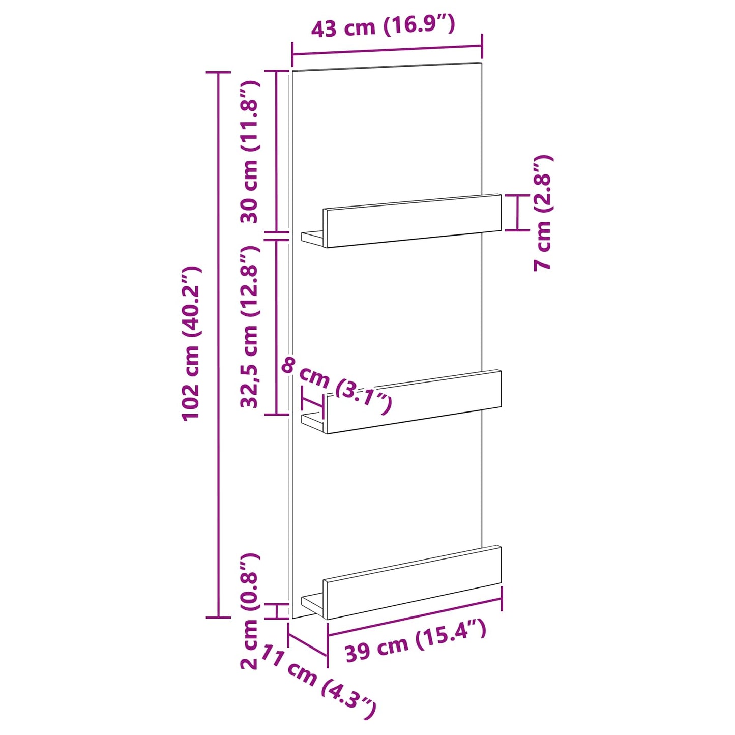 Magazine Rack Smoked Oak 43 x 11 x 102 cm Engineered Wood