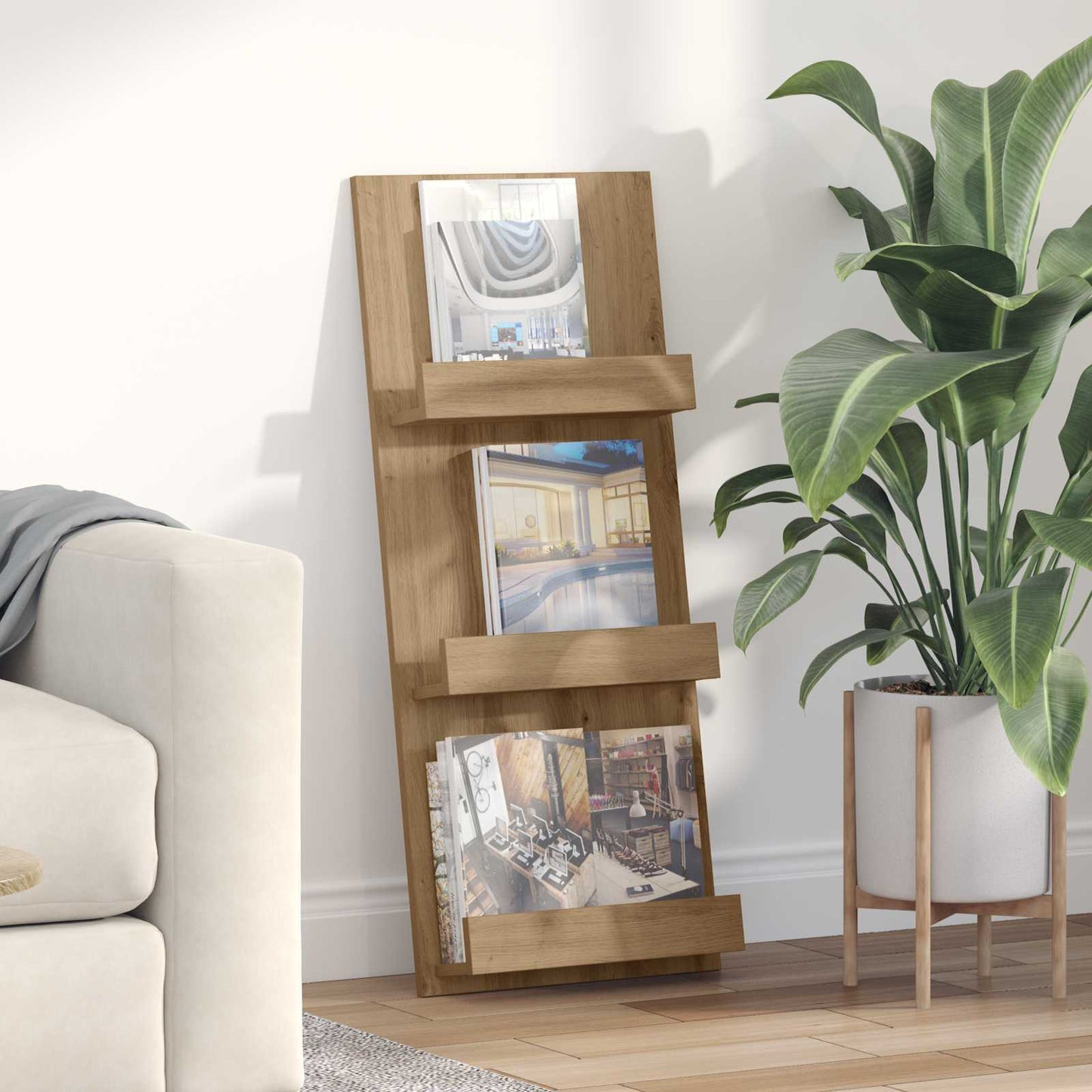 Magazine Rack Artisan Oak 43 x 11 x 102 cm Engineered Wood