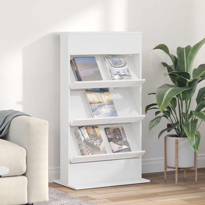 Magazine Rack White 70 x 41 x 126 cm Engineered Wood