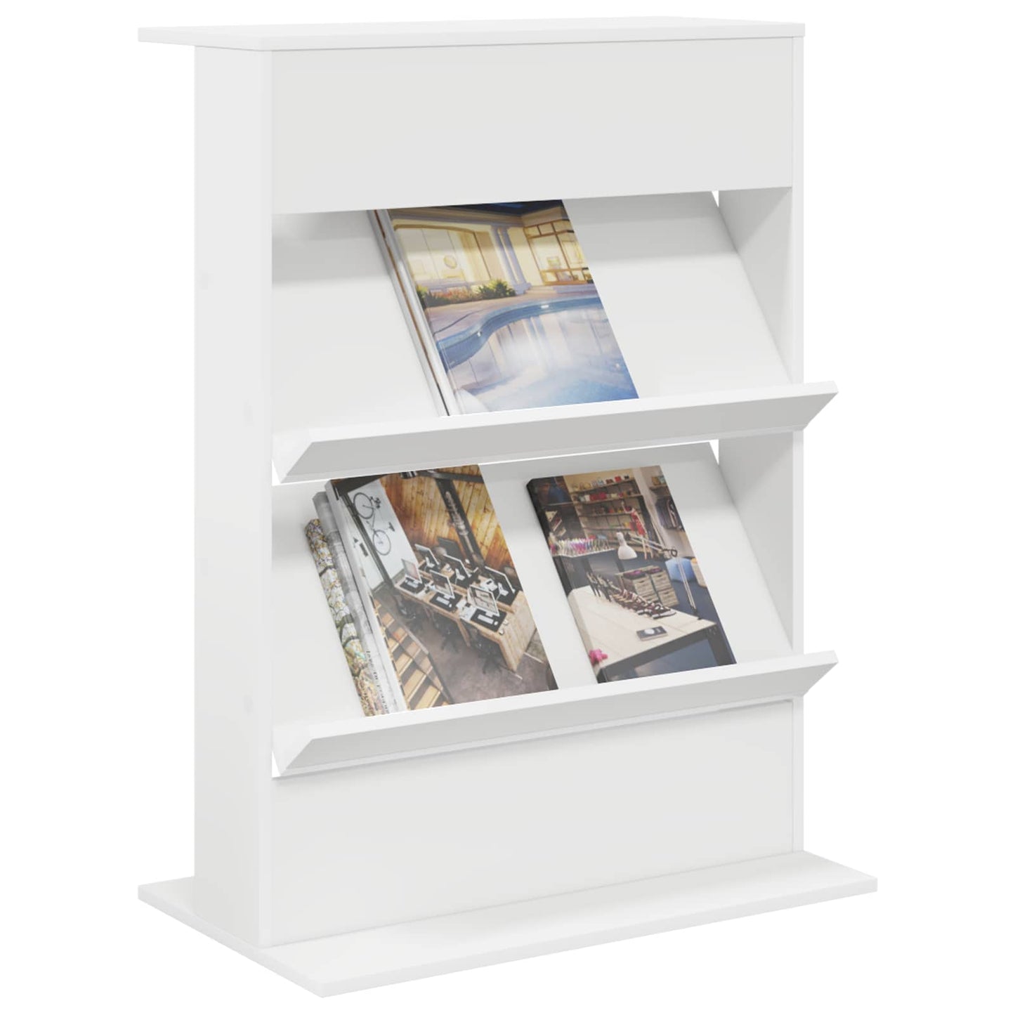 Magazine Rack with Shelf White 70 x 41 x 96 cm Engineered Wood