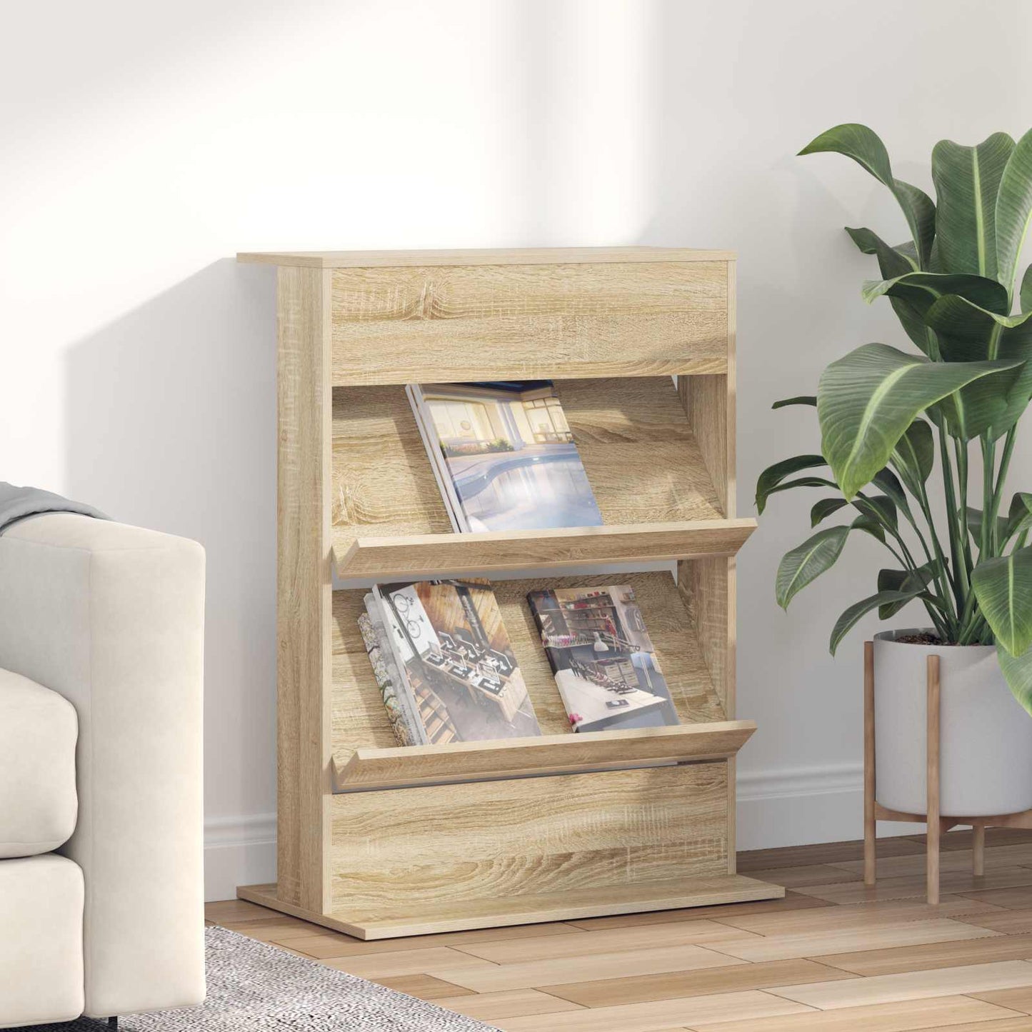 Magazine Rack Sonoma Oak 70 x 41 x 96 cm Engineered Wood