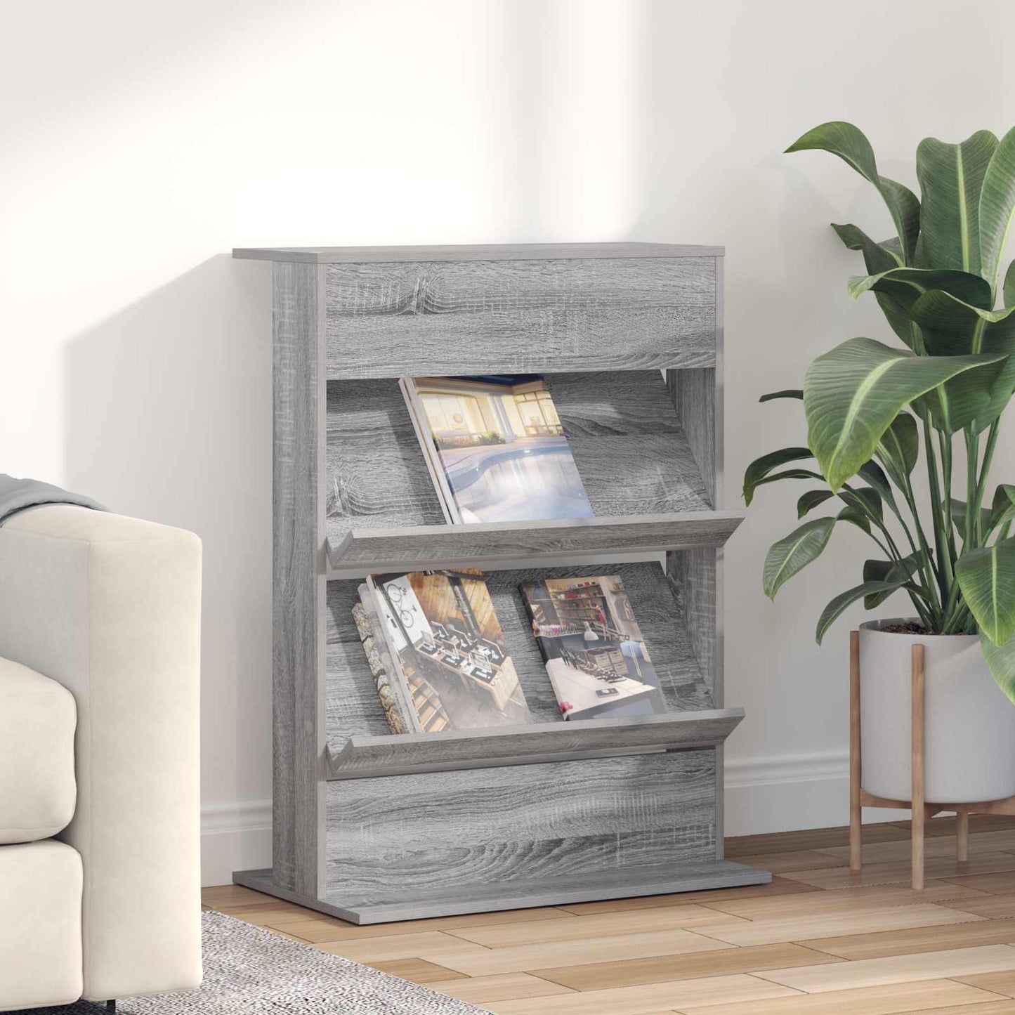 Magazine Rack Grey Sonoma 70 x 41 x 96 cm Engineered Wood