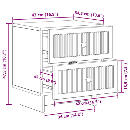 Bedside Cabinet 2 pcs Black 43 x 34.5 x 47.5 cm Engineered Wood