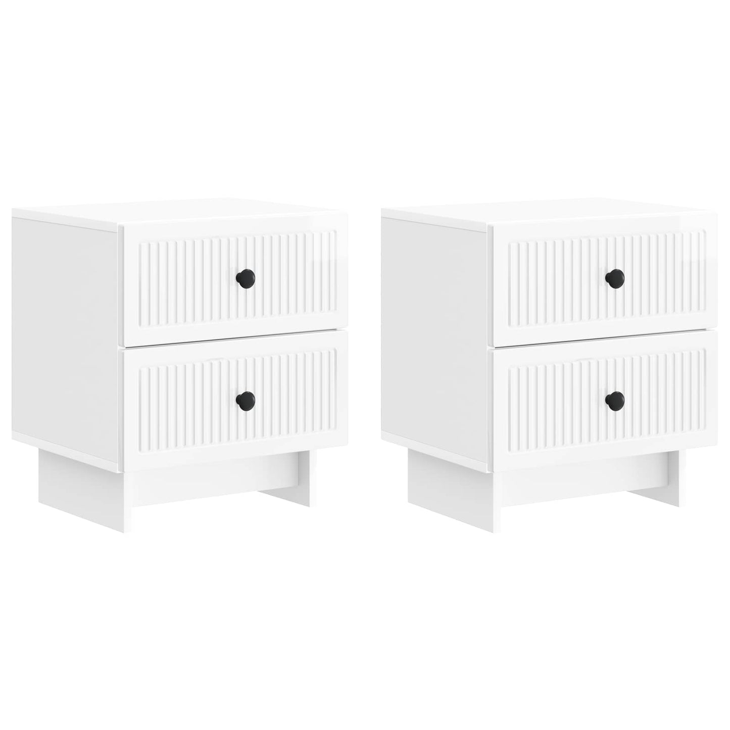Bedside Cabinet 2 pcs High Gloss White 43 x 34.5 x 47.5 cm
