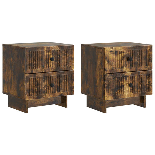 Bedside Cabinet 2 pcs Smoked Oak 43 x 34.5 x 47.5 cm