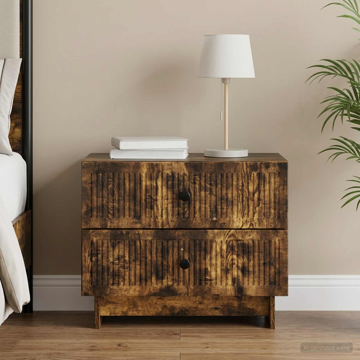 Bedside Cabinet Smoked Oak 62 x 34.5 x 47.5 cm Engineered Wood