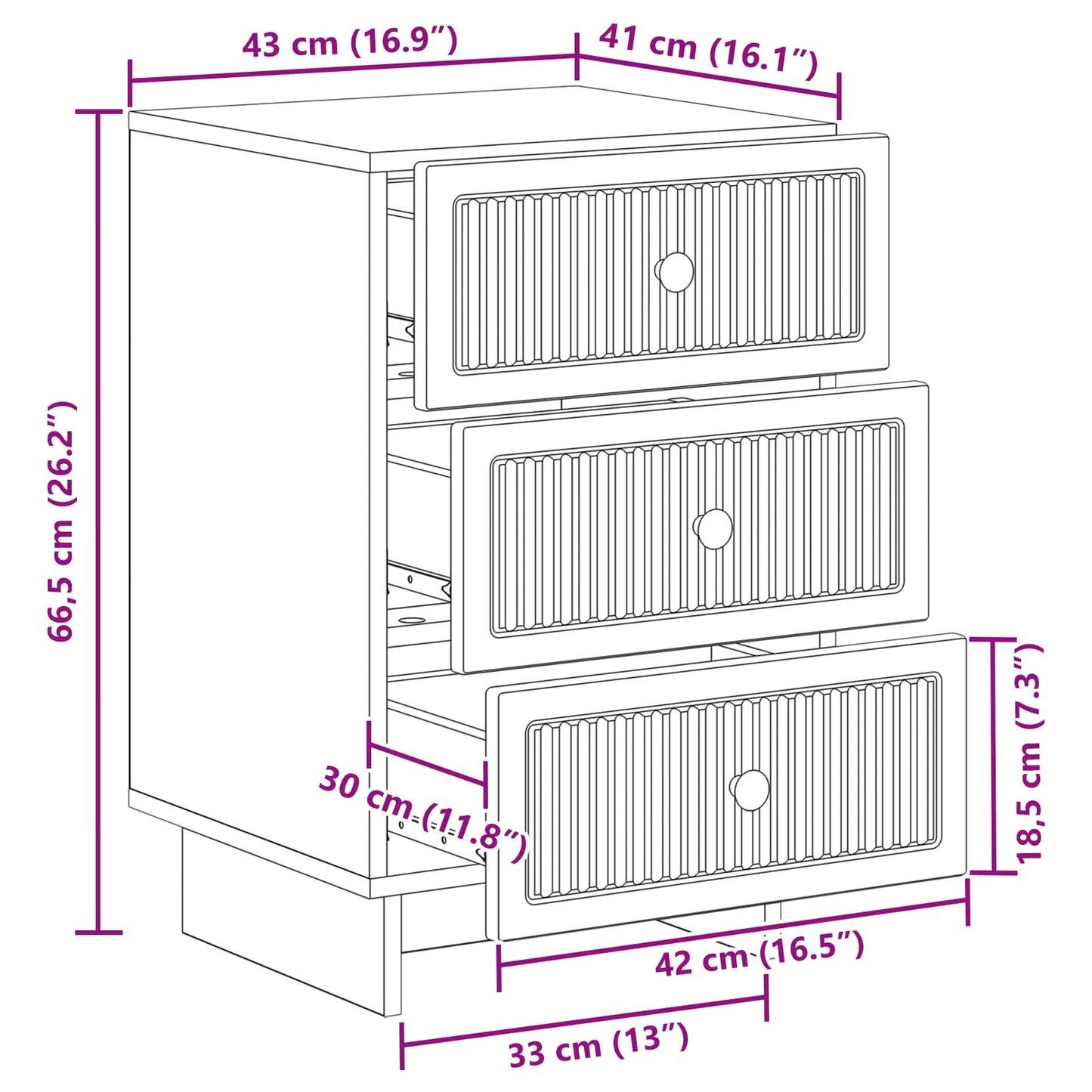 Bedside Cabinet Grey Sonoma 43 x 41 x 66.5 cm Engineered Wood