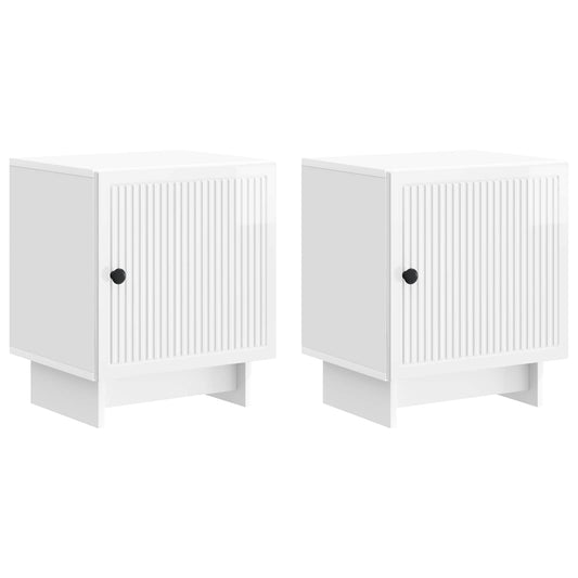 Bedside Cabinet 2 pcs High Gloss White 43 x 34.5 x 50 cm