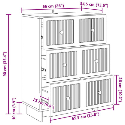 Drawer Cabinet White 66 x 34.5 x 90 cm Engineered Wood