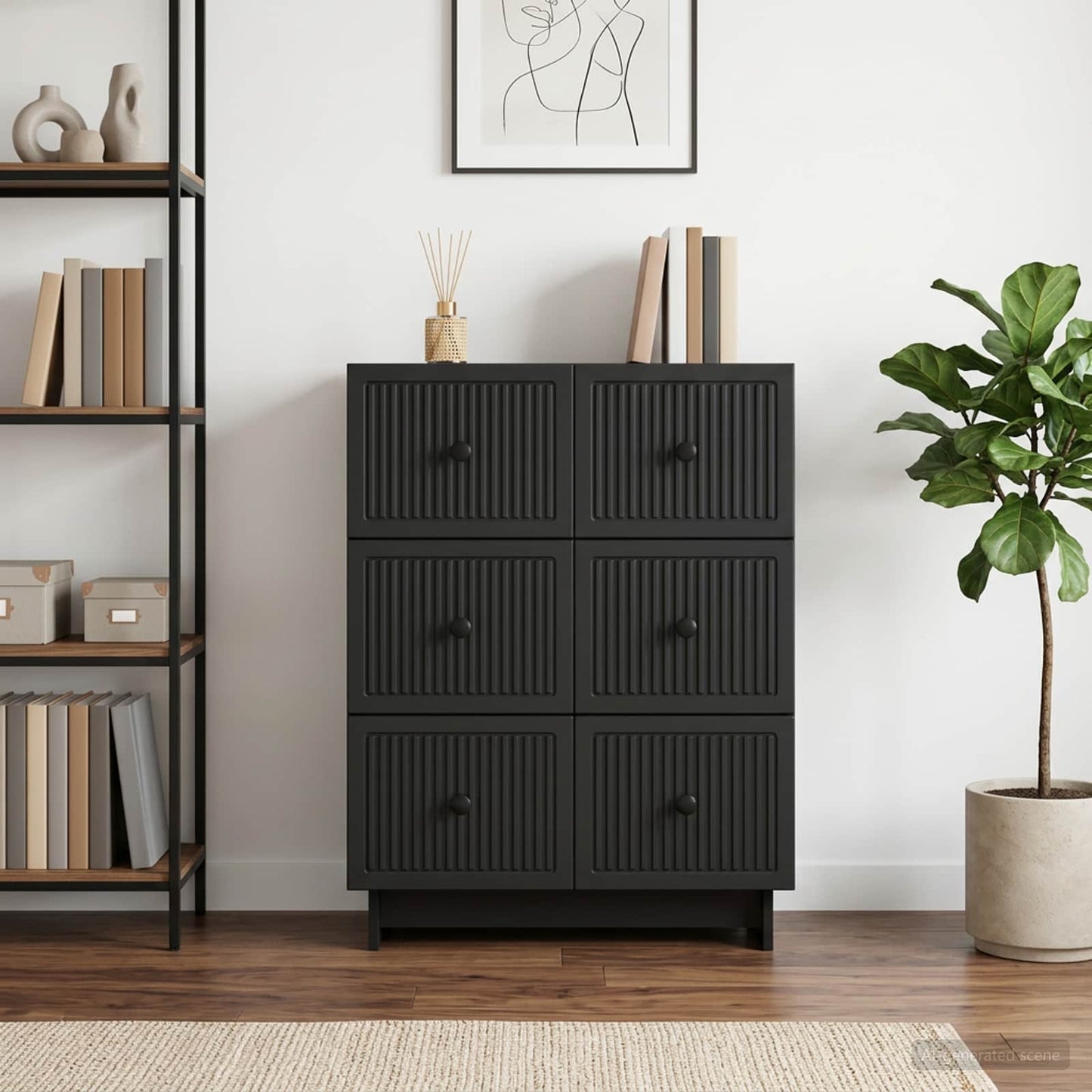 Drawer Cabinet Black 66 x 34.5 x 90 cm Engineered Wood