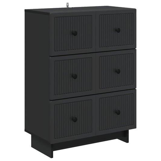 Drawer Cabinet Black 66 x 34.5 x 90 cm Engineered Wood