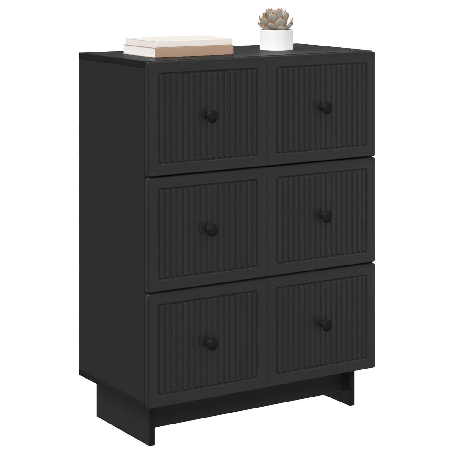 Drawer Cabinet Black 66 x 34.5 x 90 cm Engineered Wood