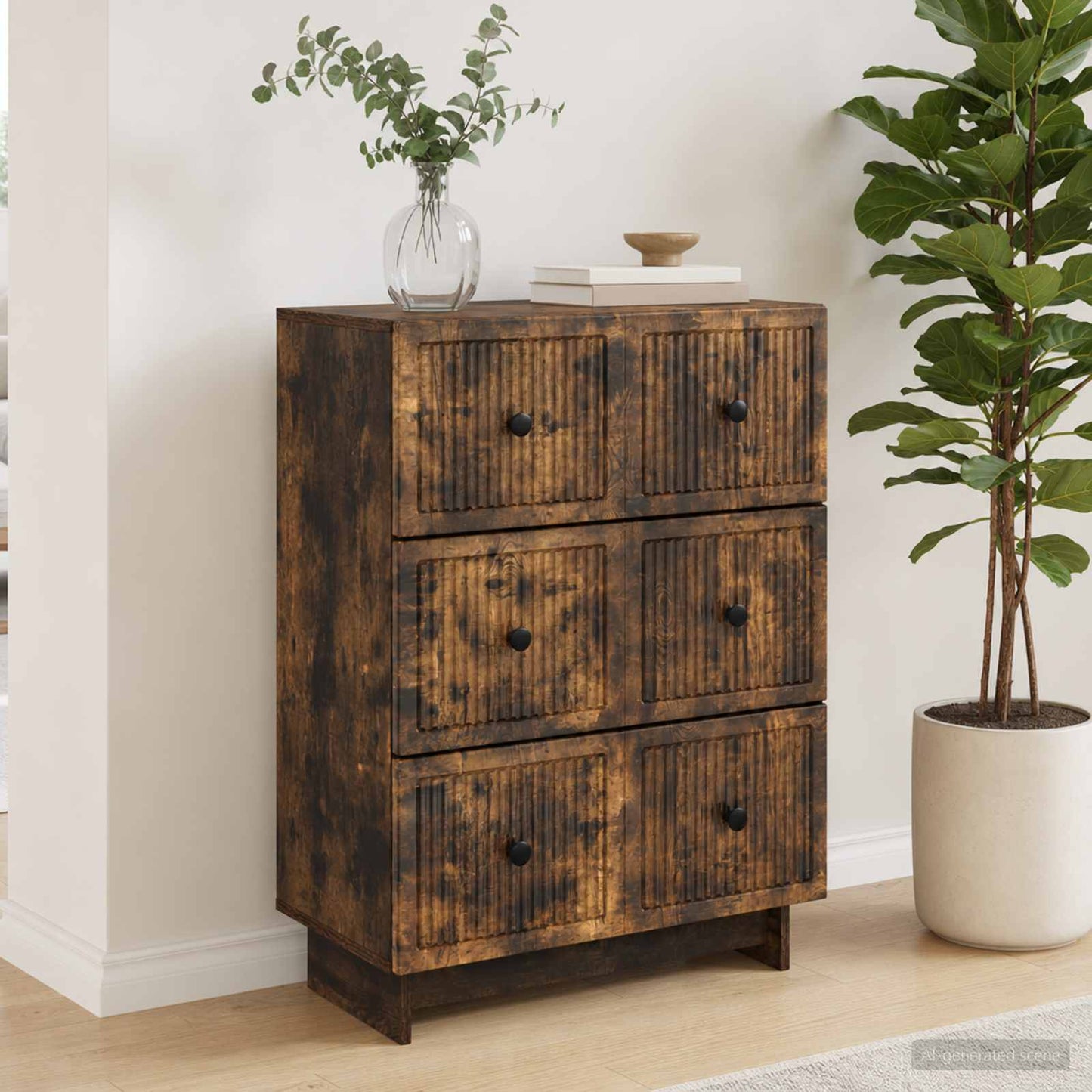 Drawer Cabinet 66 x 34.5 x 90 cm Engineered Wood Smoked Oak
