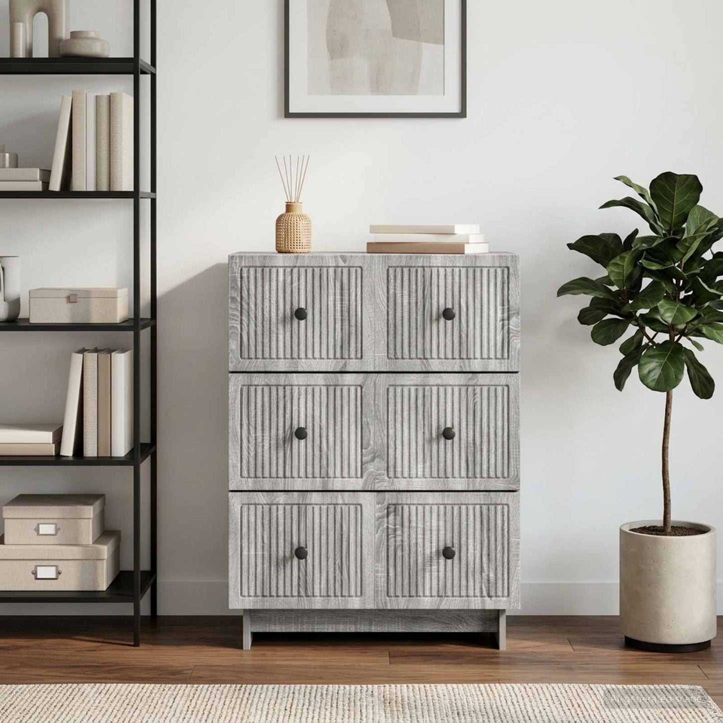 Drawer Cabinet Grey Sonoma 66 x 34.5 x 90 cm Engineered Wood